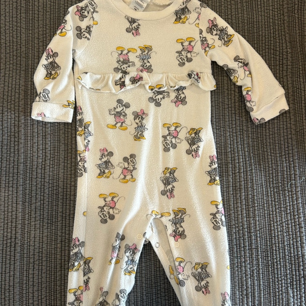 Disney Baby Mickey and Minnie knit ruffle jumpsuit